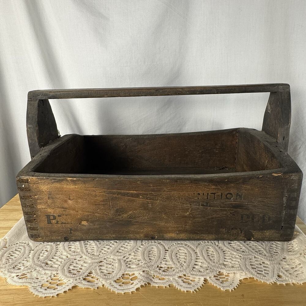 Antique Wooden Carpenter's Tool Box Caddy Primitive Rustic Vintage Garden Decor